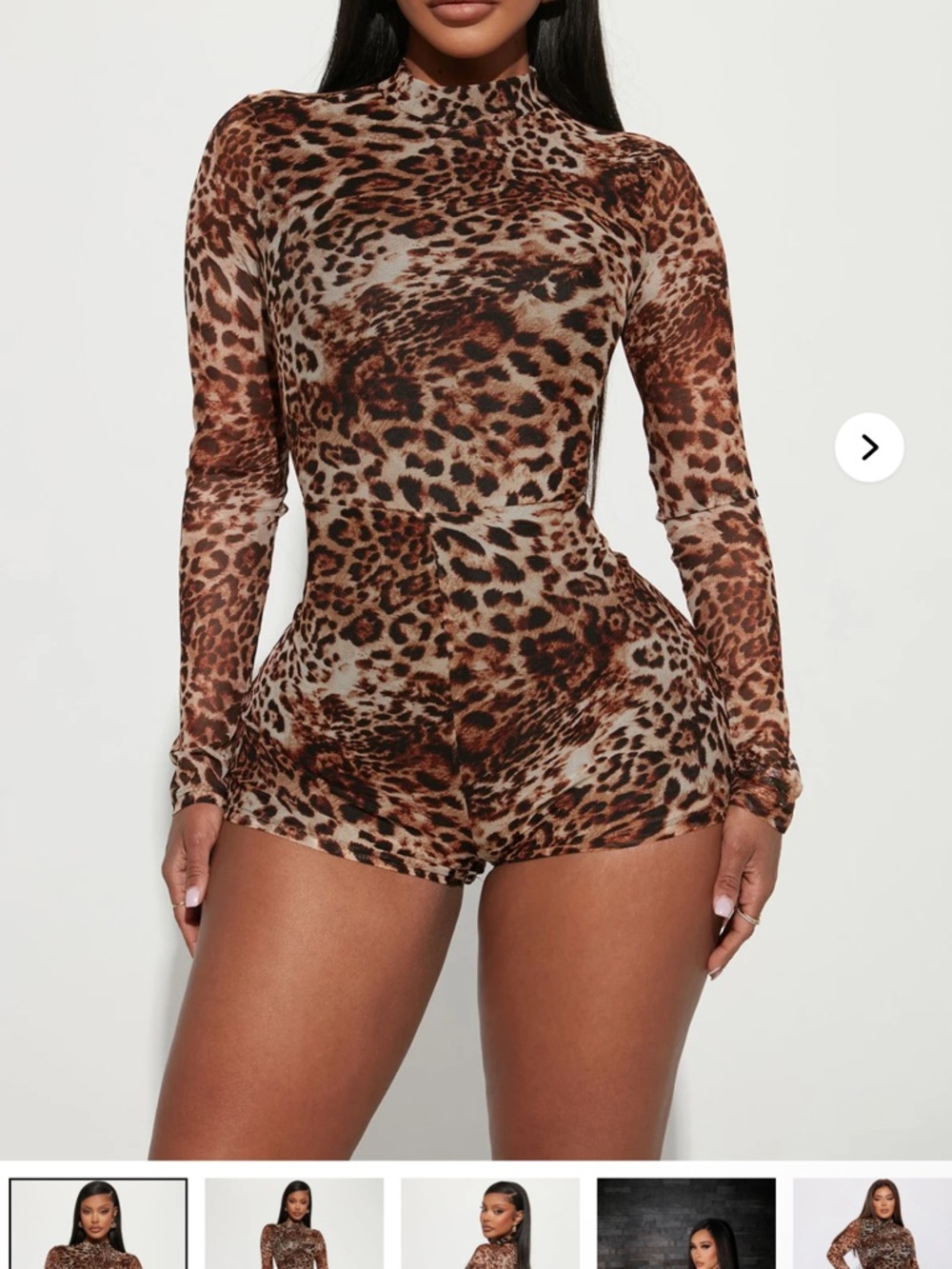 Fashion Nova Leopard Print Mesh Romper - Brown/Tan